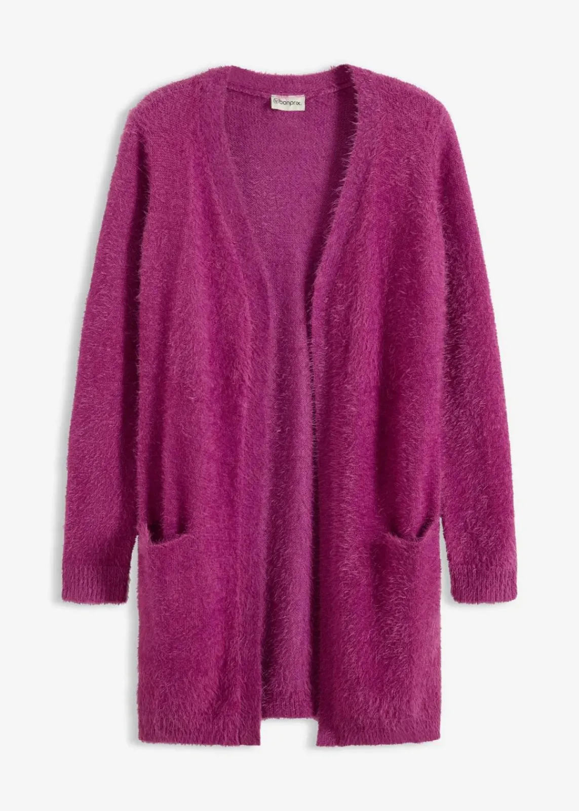 bonprix Bekleidung·Umstandsmode|Strickmode^Longstrickjacke in Flauschoptik dunkelfuchsia