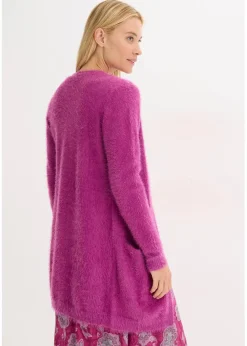 bonprix Bekleidung·Umstandsmode|Strickmode^Longstrickjacke in Flauschoptik dunkelfuchsia