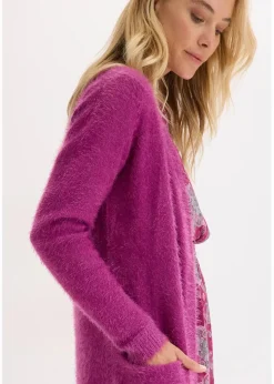 bonprix Bekleidung·Umstandsmode|Strickmode^Longstrickjacke in Flauschoptik dunkelfuchsia