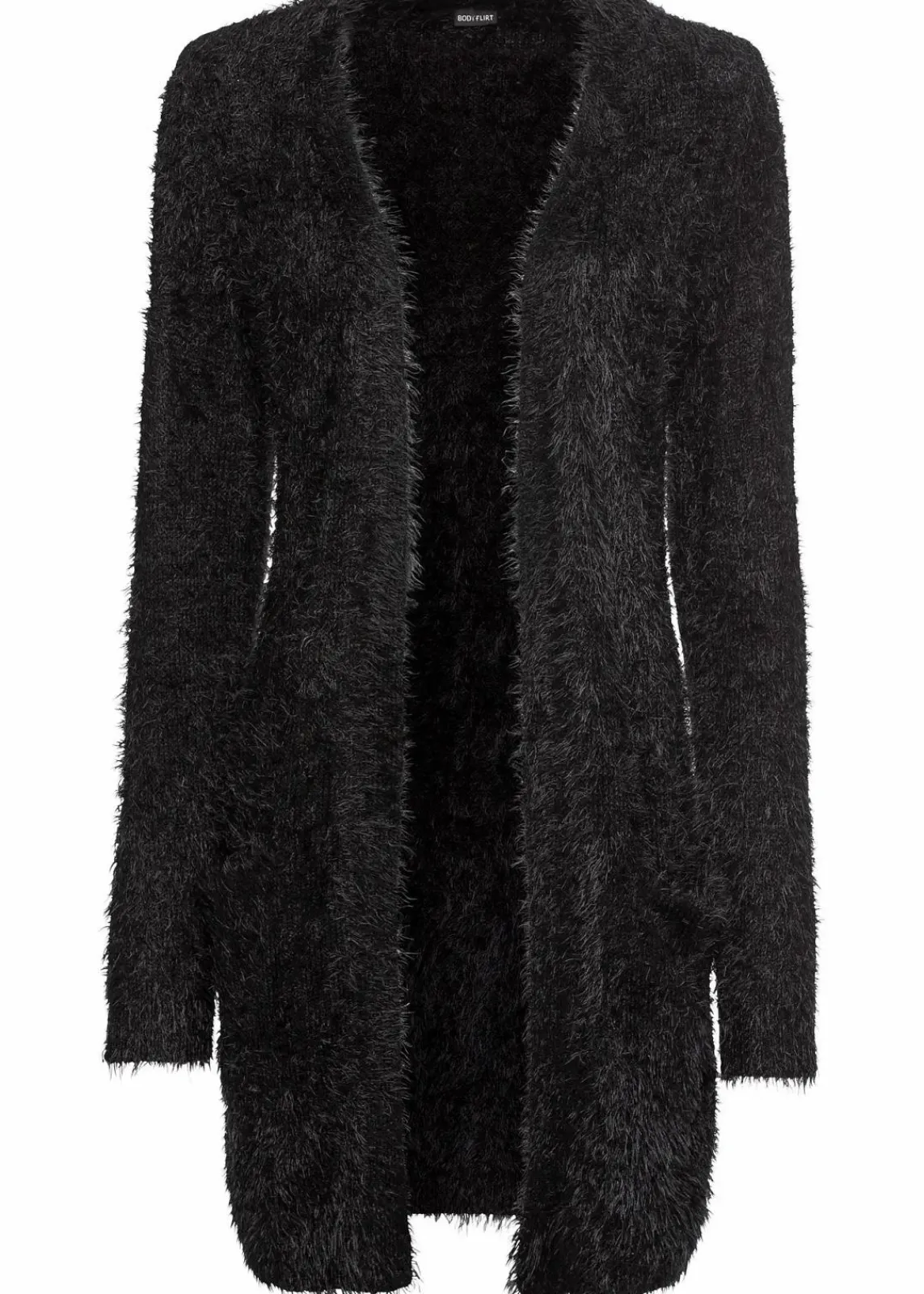 bonprix Bekleidung·Umstandsmode|Strickmode^Longstrickjacke in Flauschoptik schwarz