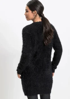 bonprix Bekleidung·Umstandsmode|Strickmode^Longstrickjacke in Flauschoptik schwarz