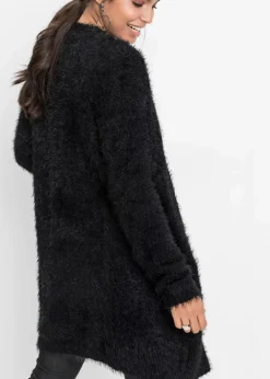 bonprix Bekleidung·Umstandsmode|Strickmode^Longstrickjacke in Flauschoptik schwarz