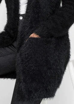 bonprix Bekleidung·Umstandsmode|Strickmode^Longstrickjacke in Flauschoptik schwarz
