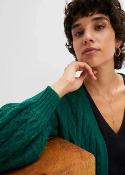 bonprix Bekleidung·Umstandsmode|Bekleidung·Jeans^Longstrickjacke mit Ballonärmeln brillantgrün