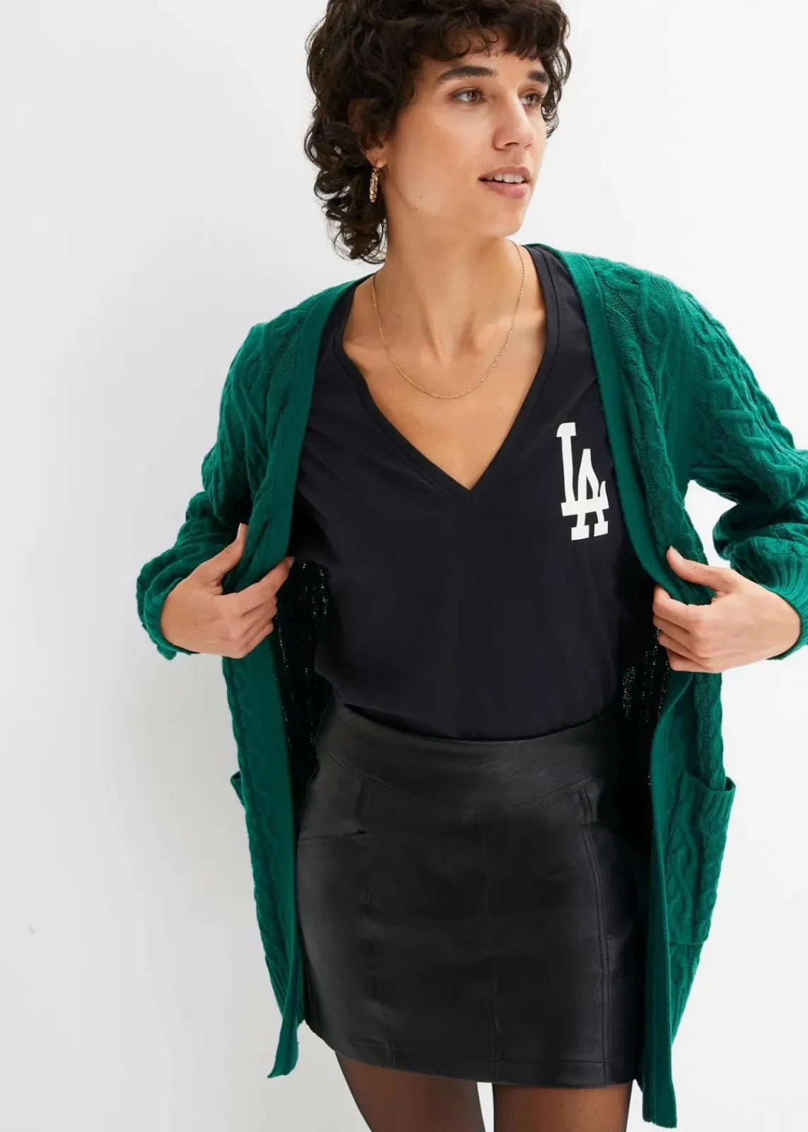 bonprix Bekleidung·Umstandsmode|Bekleidung·Jeans^Longstrickjacke mit Ballonärmeln brillantgrün