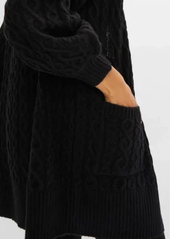 bonprix Pullover & Strickjacken|Strickmode^Longstrickjacke mit Ballonärmeln schwarz
