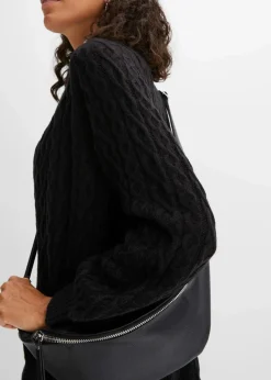 bonprix Pullover & Strickjacken|Strickmode^Longstrickjacke mit Ballonärmeln schwarz