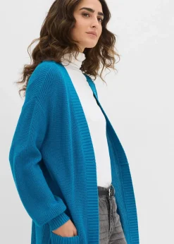bonprix Bekleidung·Umstandsmode|Strickmode^Longstrickjacke mit überschnittener Schulter atlantiktürkis