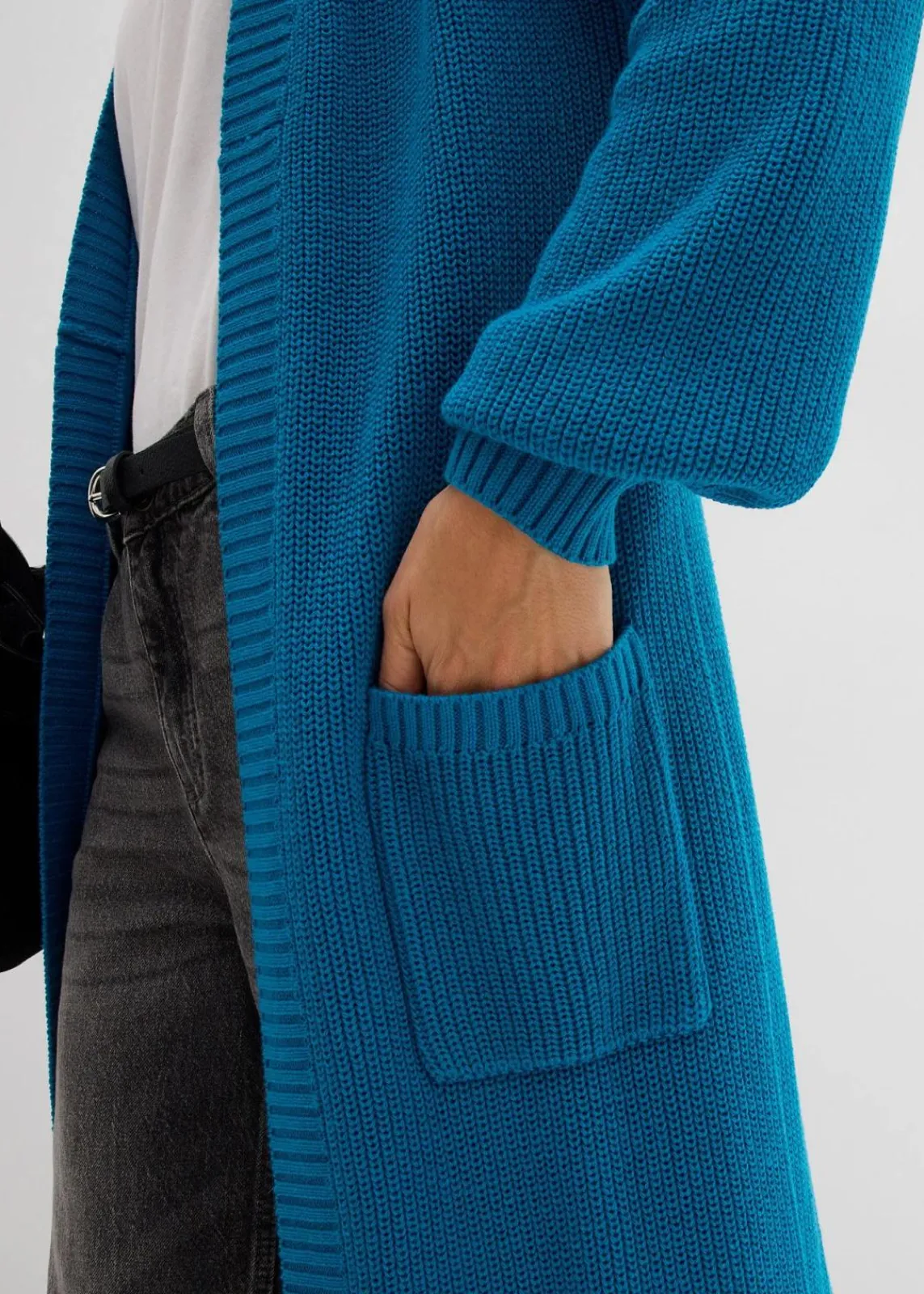 bonprix Bekleidung·Umstandsmode|Strickmode^Longstrickjacke mit überschnittener Schulter atlantiktürkis