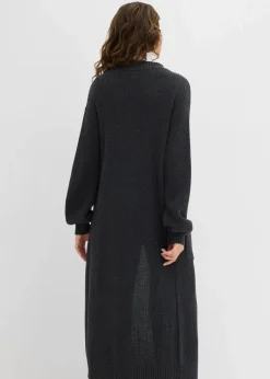 bonprix Bekleidung·Umstandsmode|Strickmode^Longstrickjacke mit überschnittener Schulter anthrazit meliert meliert