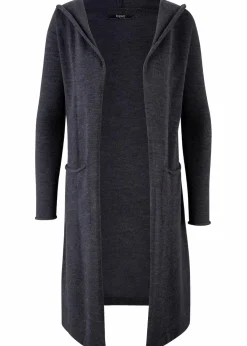 bonprix Bekleidung·Umstandsmode|Bekleidung·Jeans^Longstrickjacke mit Kapuze anthrazit meliert