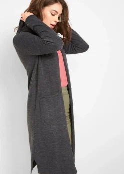 bonprix Bekleidung·Umstandsmode|Bekleidung·Jeans^Longstrickjacke mit Kapuze anthrazit meliert