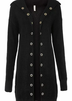 bonprix Bekleidung·Umstandsmode|Bekleidung·Jeans^Longstrickjacke mit Kapuze schwarz