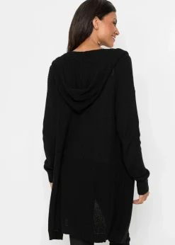 bonprix Bekleidung·Umstandsmode|Bekleidung·Jeans^Longstrickjacke mit Kapuze schwarz