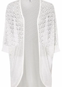 bonprix Bekleidung·Umstandsmode|Bekleidung·Jeans^Longstrickjacke mit Lochmuster weiß