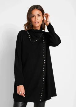 bonprix Bekleidung·Umstandsmode|Bekleidung·Jeans^Longstrickjacke mit Nietendetails schwarz/silber