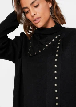 bonprix Bekleidung·Umstandsmode|Bekleidung·Jeans^Longstrickjacke mit Nietendetails schwarz/silber