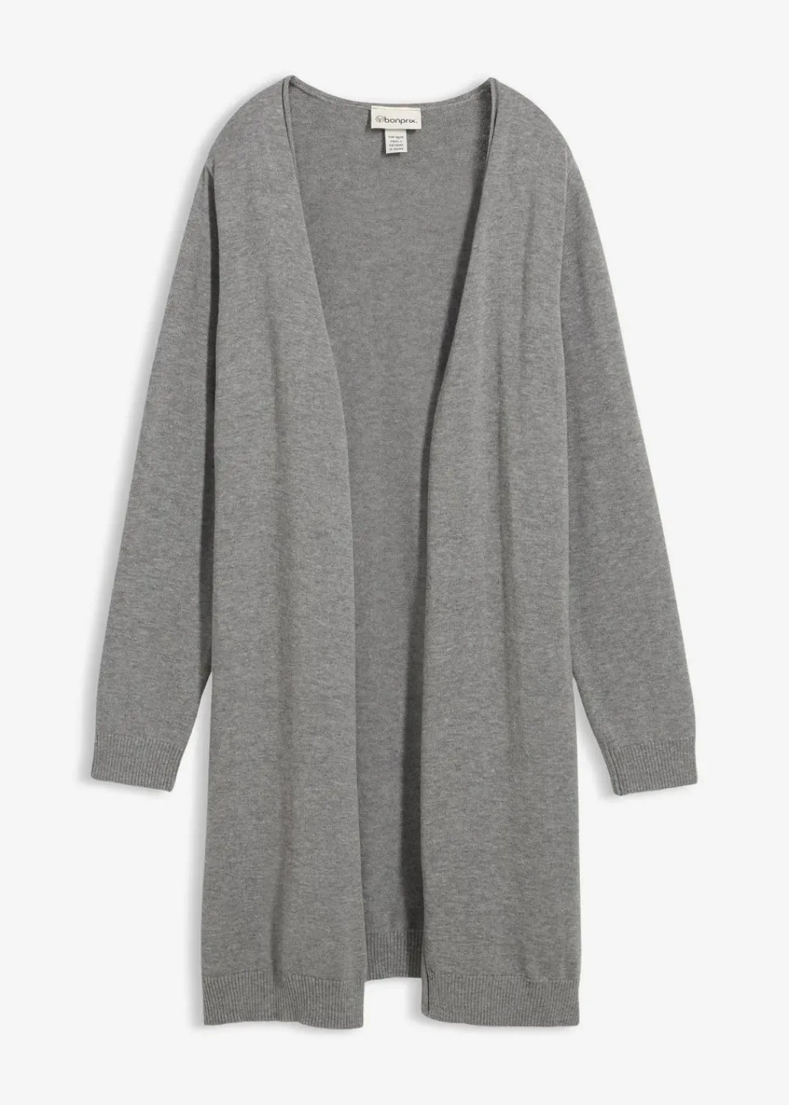 bonprix Strickmode|Pullover & Strickjacken^Longstrickjacke mit Rollkanten grau meliert meliert