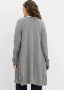 bonprix Strickmode|Pullover & Strickjacken^Longstrickjacke mit Rollkanten grau meliert meliert