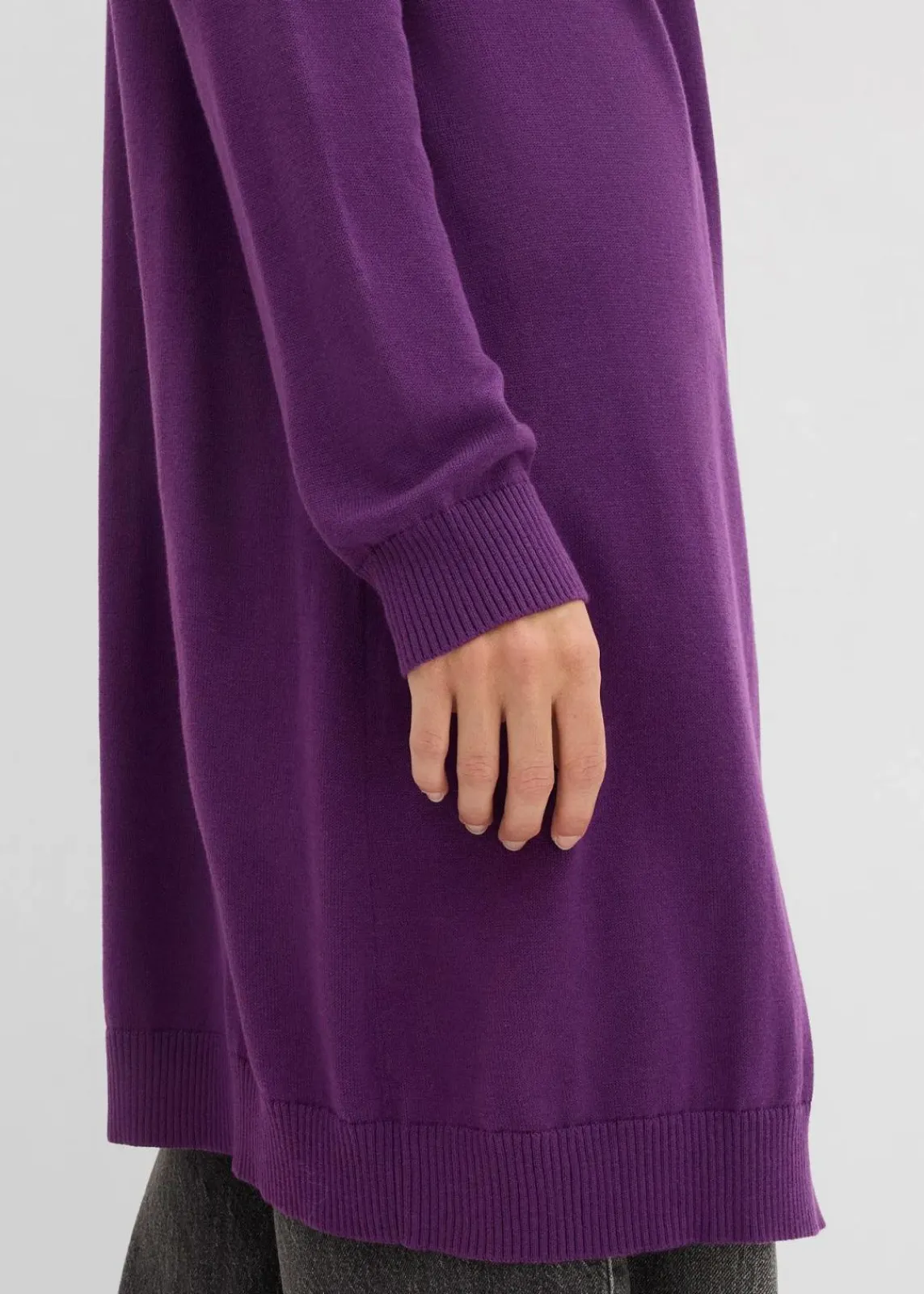 bonprix Strickmode|Pullover & Strickjacken^Longstrickjacke mit Rollkanten tiefviolett