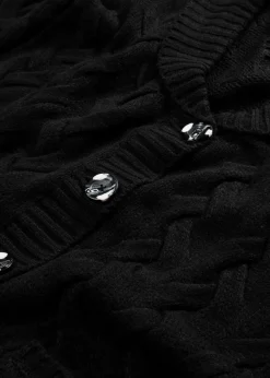 bonprix Bekleidung·Umstandsmode|Pullover & Strickjacken^Longstrickjacke mit Schalkragen und Zopfmuster schwarz