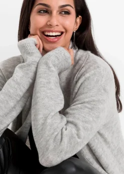 bonprix Bekleidung·Umstandsmode|Bekleidung·Jeans^Longstrickjacke mit Schalkragen hellgrau meliert