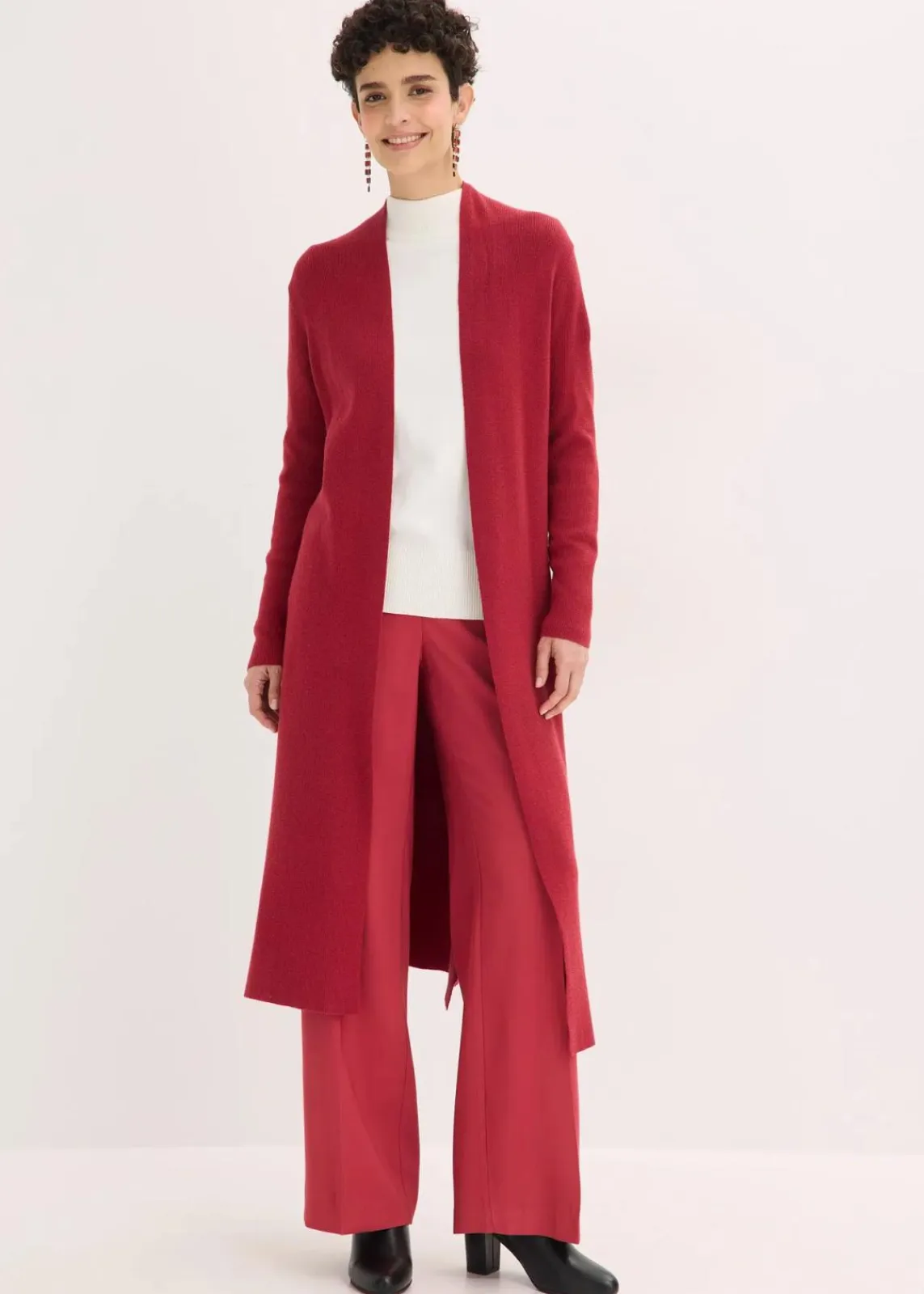 bonprix Bekleidung·Umstandsmode|Pullover & Strickjacken^Longstrickjacke mit Viskose kirschrot