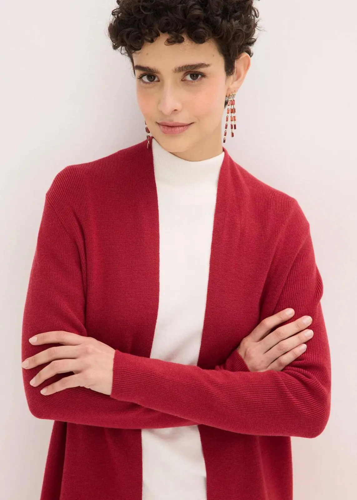 bonprix Bekleidung·Umstandsmode|Pullover & Strickjacken^Longstrickjacke mit Viskose kirschrot