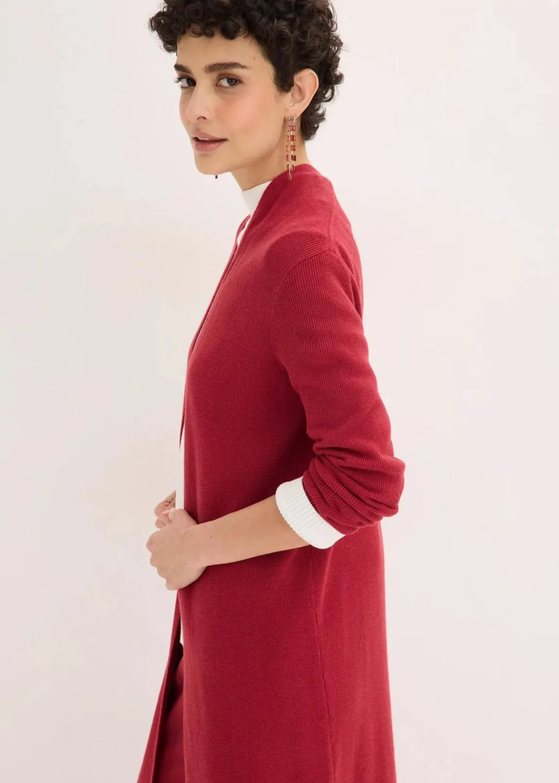 bonprix Bekleidung·Umstandsmode|Pullover & Strickjacken^Longstrickjacke mit Viskose kirschrot