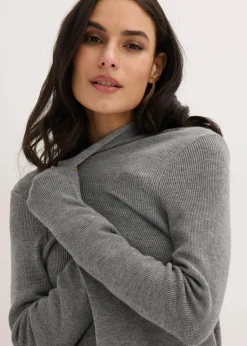 bonprix Bekleidung·Umstandsmode|Pullover & Strickjacken^Longstrickjacke mit Viskose grau meliert