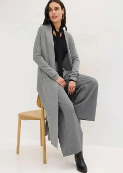 bonprix Bekleidung·Umstandsmode|Pullover & Strickjacken^Longstrickjacke mit Viskose grau meliert