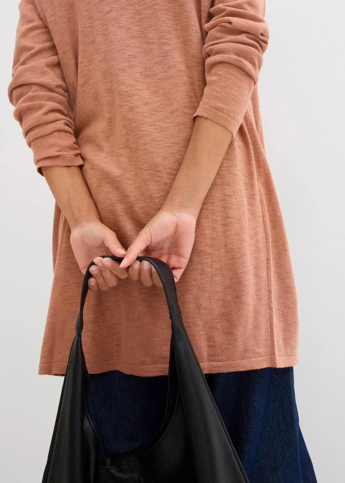 bonprix Bekleidung·Röcke|Bekleidung·Jeans^Longstrickjacke, offen schokosorbet