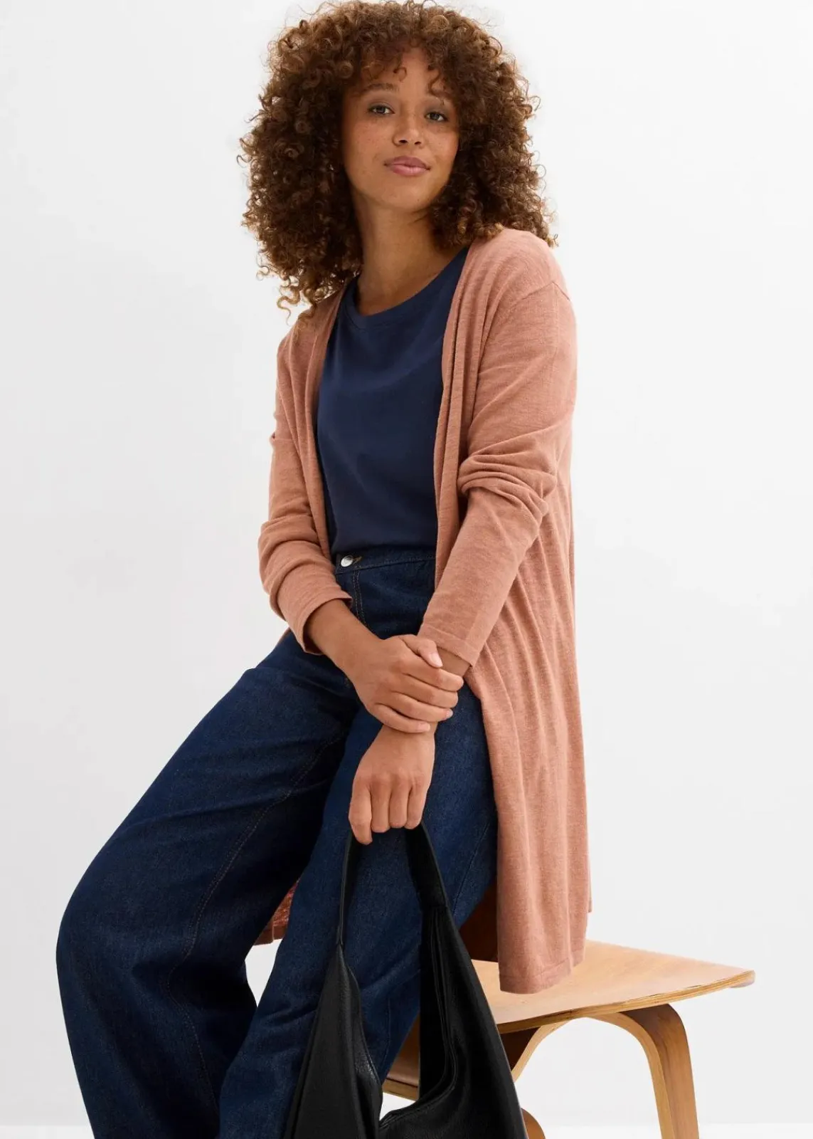 bonprix Bekleidung·Röcke|Bekleidung·Jeans^Longstrickjacke, offen schokosorbet