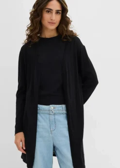 bonprix Bekleidung·Röcke|Bekleidung·Jeans^Longstrickjacke, offen schwarz