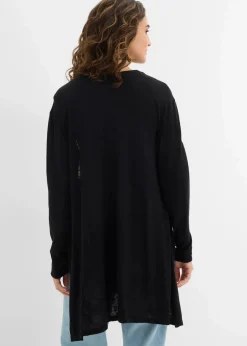 bonprix Bekleidung·Röcke|Bekleidung·Jeans^Longstrickjacke, offen schwarz