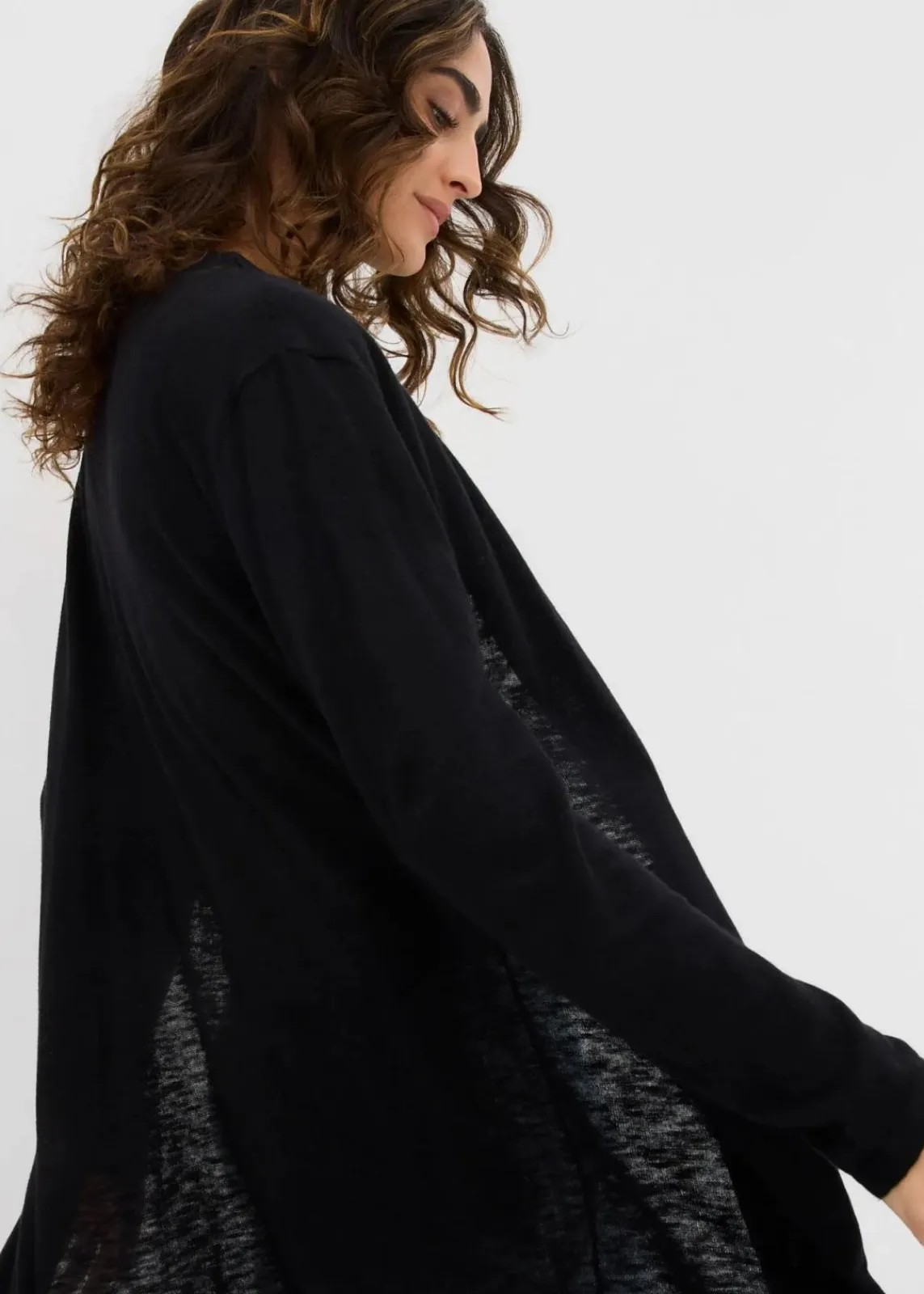 bonprix Bekleidung·Röcke|Bekleidung·Jeans^Longstrickjacke, offen schwarz