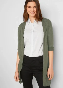 bonprix Strickmode|Bekleidung·Umstandsmode^Longstrickjacke, offen oliv