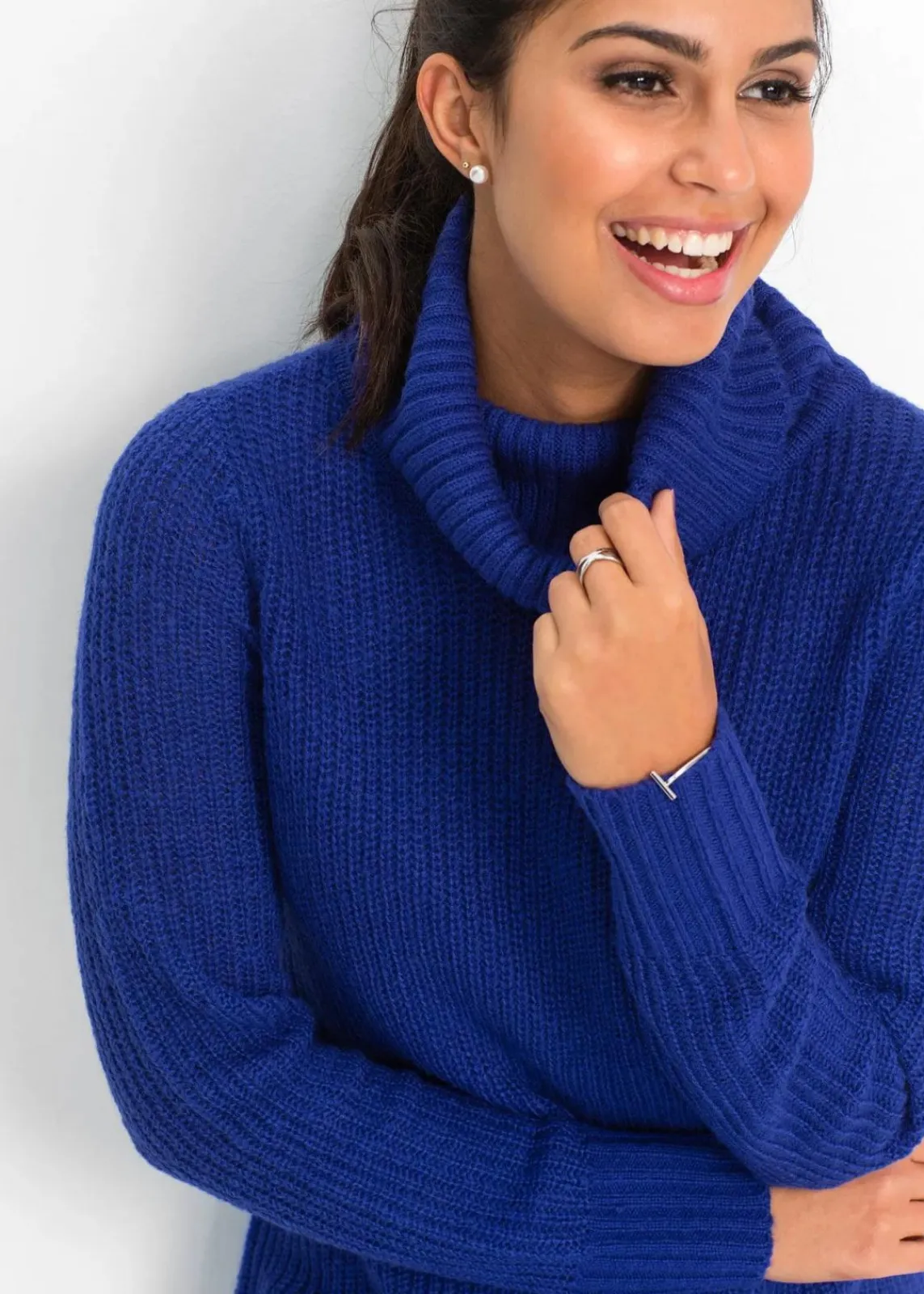 bonprix Pullover & Strickjacken|Strickmode^Long-Strickpullover saphirblau