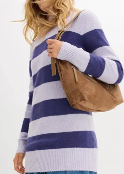 bonprix Bekleidung·Umstandsmode|Bekleidung·Röcke^Long-Strickpullover dunkelpazifik/perlviolett gestreift
