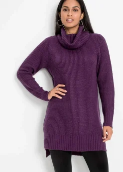 bonprix Strickmode|Pullover & Strickjacken^Long-Strickpullover dunkellila