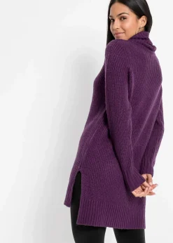 bonprix Strickmode|Pullover & Strickjacken^Long-Strickpullover dunkellila
