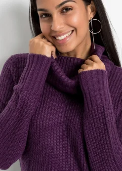bonprix Strickmode|Pullover & Strickjacken^Long-Strickpullover dunkellila
