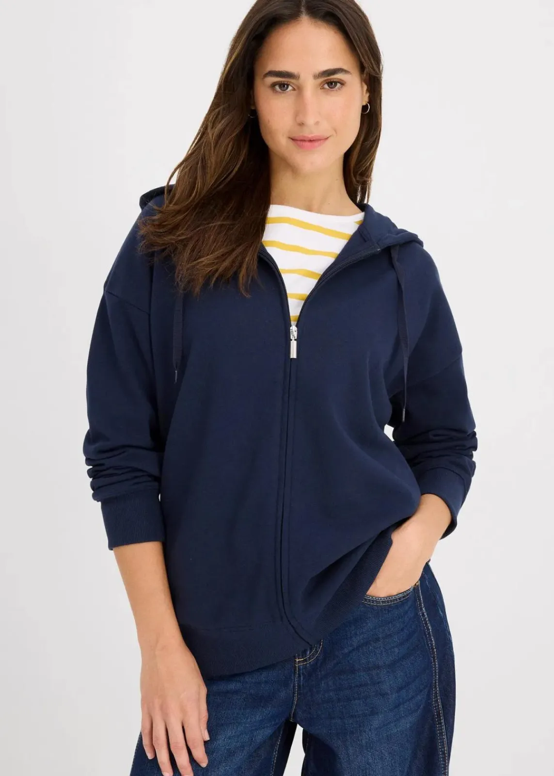 bonprix Sweat|Basics^Long-Sweatjacke dunkelblau