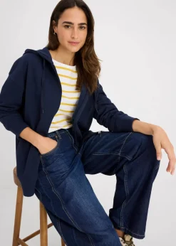 bonprix Sweat|Basics^Long-Sweatjacke dunkelblau