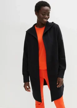 bonprix Bekleidung·Blusen & Tuniken|Nachhaltigere Materialien^Long-Sweatjacke schwarz