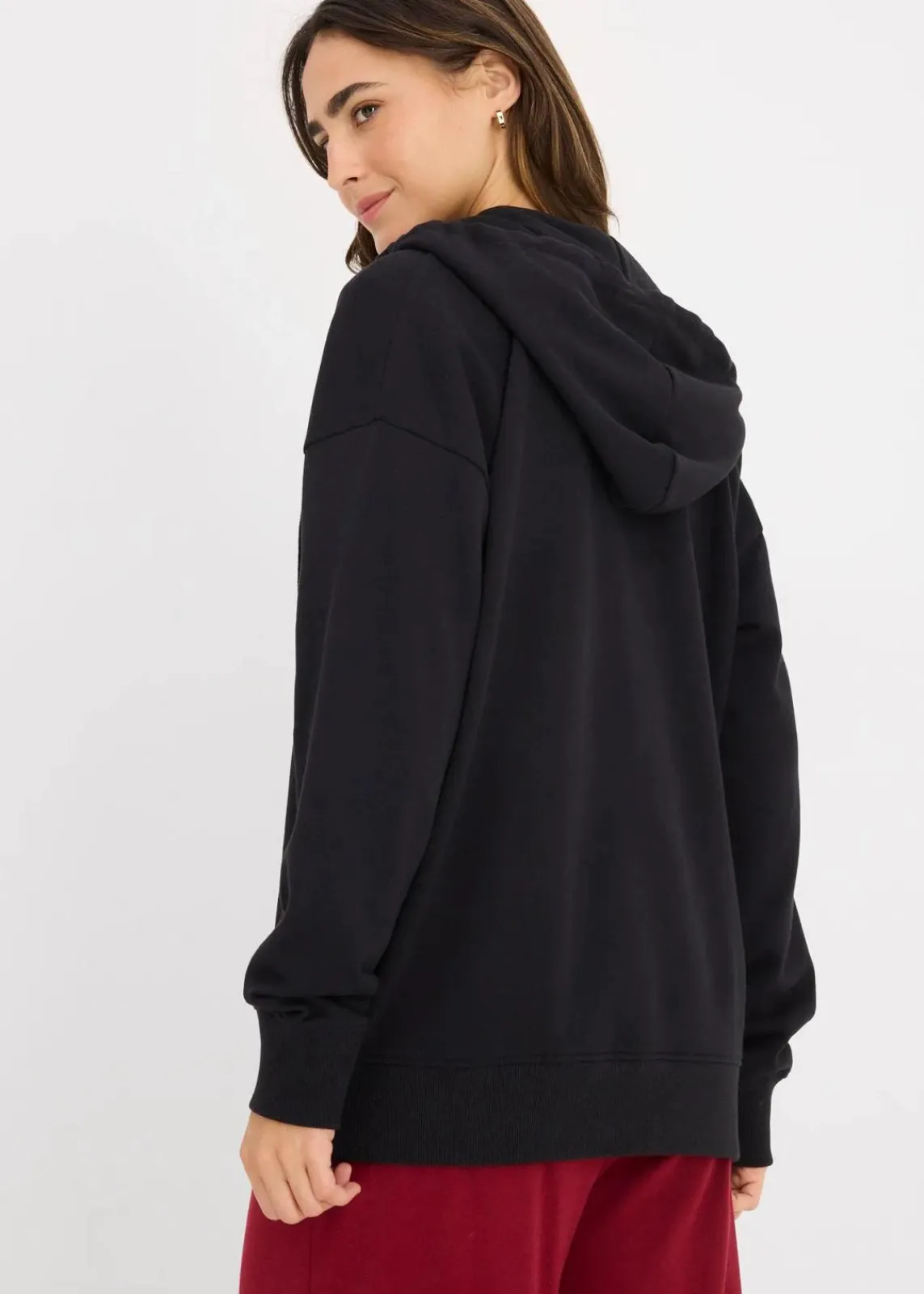 bonprix Bekleidung·Röcke|Bekleidung·Blusen & Tuniken^Long-Sweatjacke schwarz