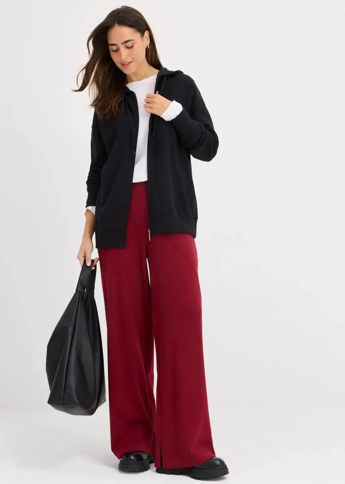 bonprix Bekleidung·Röcke|Bekleidung·Blusen & Tuniken^Long-Sweatjacke schwarz