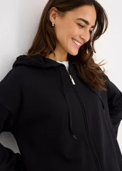 bonprix Bekleidung·Röcke|Bekleidung·Blusen & Tuniken^Long-Sweatjacke schwarz