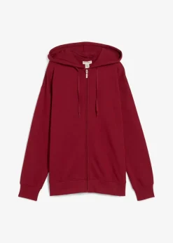 bonprix Sweat|Basics^Long-Sweatjacke pflaumenrot