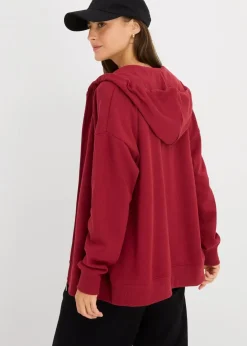 bonprix Sweat|Basics^Long-Sweatjacke pflaumenrot
